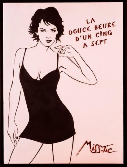 MISS TIC (née en 1956) La douce heure d'un cinq à sept, 2012

Peinture aérosol et...