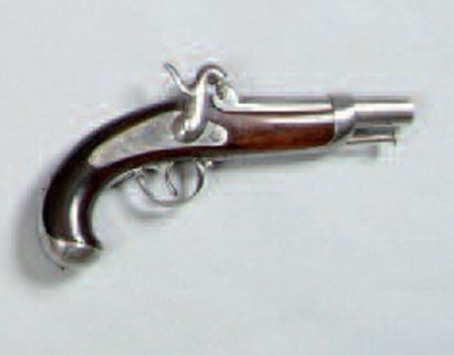 null PISTOLET À PERCUSSION DE GENDARMERIE MODÈLE 1842. Canon rond à pans au tonnerre,...