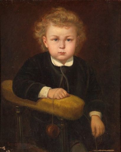 YAN DARGENT 1824-1889 Jeune garçon au yoyo Huile sur toile signée en bas à gauche...