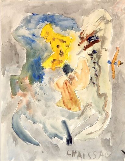Gaston CHAISSAC 1910-1964 Composition abstraite Encre et aquarelle sur papier signée...