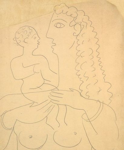 ANDRÉ DERAIN 1880-1954 MATERNITÉ Dessin portant le cachet de la vente Knaublich en...