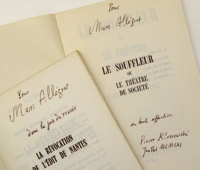 KLOSSOWSKI PIERRE. Le Souffleur ou le Théâtre de Société. Roman. Paris, J.J Pauvert,...