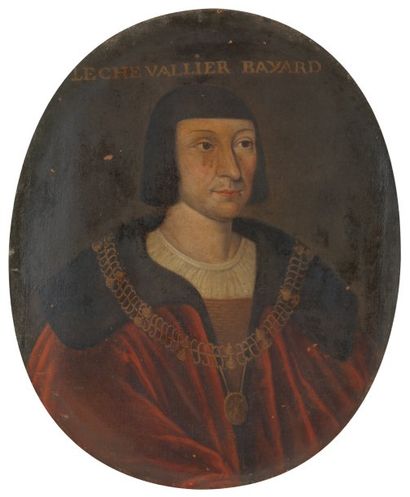 ECOLE FRANÇAISE DU XVIIe SIÈCLE Portrait du Chevalier Bayard Huile sur toile ovale...