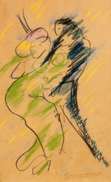 *SCHMALZIGAUG Jules (1882 - 1917) 

Le couple

Crayons gras sur papier

signé en...