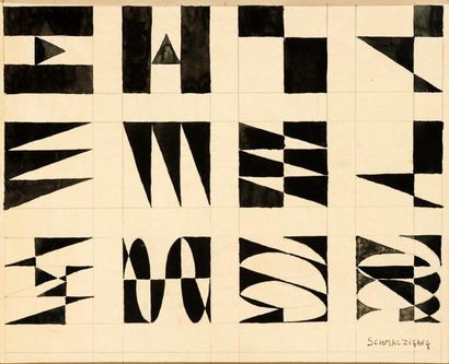 *SCHMALZIGAUG Jules (1882 - 1917) 

Composition géométrique

Lavis d’encre sur papier...