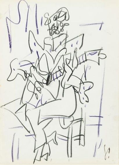 GEN-PAUL (1895-1975) 

Guitariste

Pastel sur papier, cachet du monogramme

de l’artiste...