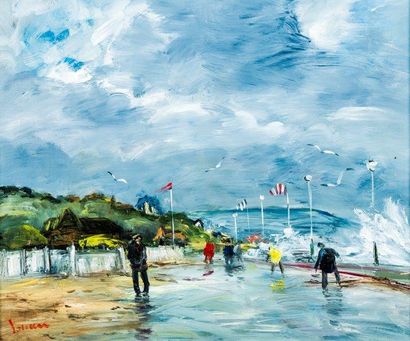 JOUAN Jean-Pierre, né en 1943 

Deauville-grande marée-tempête

Huile sur panneau...