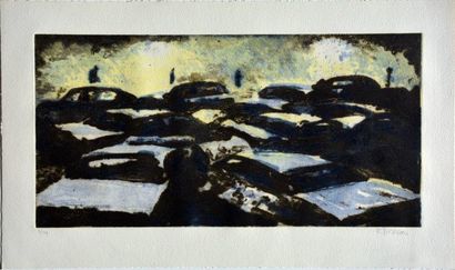 JANE DICKSON ( Américaine, née en 1952) 
Untitled ( landscape), vers 1988
Lithographie...