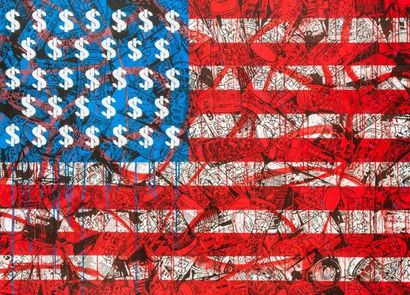 SPEEDY GRAPHITO (Français, né en 1961) America flag, 2012

Peinture aérosol sur toile,...