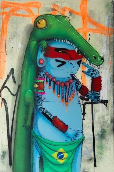 CRANIO (Brésilien, né en 1982) Croco, 2017
Peinture aérosol sur toile, datée et signée...