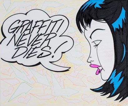 QUIK (Américain, né en 1958) Graffiti never Dies, 2003

Feutre et crayon de couleurs...