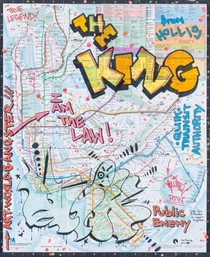 QUIK (Américain, né en 1958) The king, 1986

Acrylique et feutre sur plan de métro...