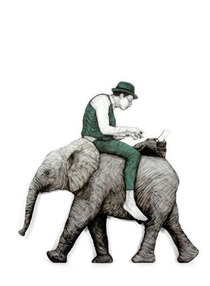 LEVALET (Français, né en 1988) Éléphant, 2016

Technique mixte, collage et encre...