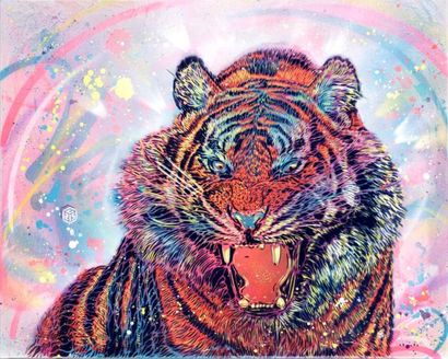 C215 (Français, né en 1973) Tigre, 2016

Peinture aérosol et pochoir sur toile,

datée,...