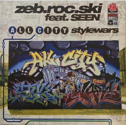 SEEN (Américain, né en 1961) et ZEB-ROC -SKI 
Impression sur pochette de disque vinyl...