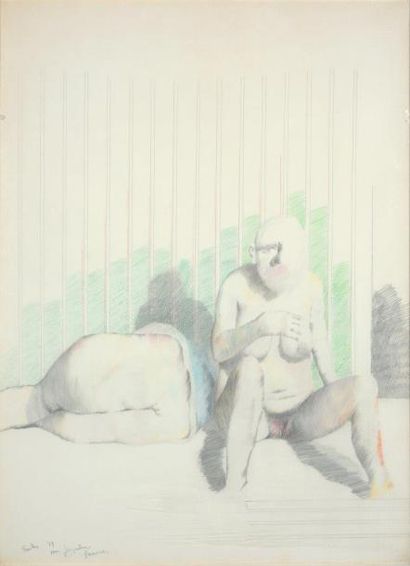 Jean RUSTIN (1928-2013) SANS TITRE, 1979

Dessin aux crayons de couleur sur papier

signé,...