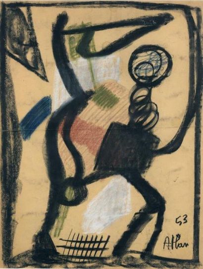 Jean-Michel Atlan (1913-1960) GRAFFITI, 1953 
Pastel sur papier signé et daté en...