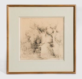 Charles MATTON (1931-2008) 
Meule, deux arbres et un tronc, 1955
Encre sur papier,...