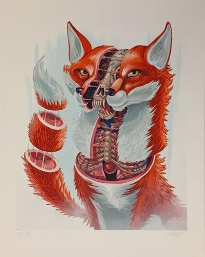 NYCHOS ( Autrichien, né en 1982) Dissection of a fox, 2012
Impression offset en couleurs...
