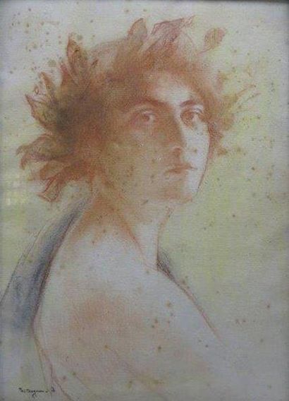 DAGNAN-BOUVERET Pascal Adolphe ( 1852-1929) 

Portrait de jeune femme à la couronne...
