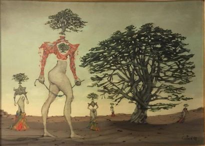 COUTAUD Lucien (1904-1977) 
" Tous aimaient l'arbre", 1968
Huile sur toile signée...
