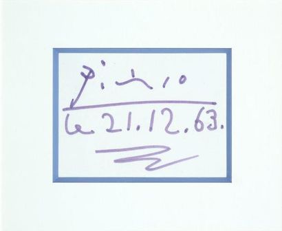 PICASSO Pablo (1881- 1973) 
Signature " Picasso" et date "21.12.63" au marker sur...