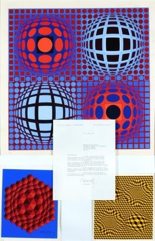 VASARELY Victor (1906-1997) 
Trois sérigraphies en couleurs sur papier numérotées...