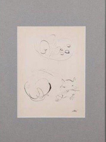 Clavé Antoni (1913-2005) 
Le chat
Encre sur papier, signé en bas à droite
23,5 x...