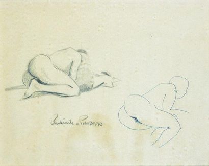 PISSARRO Paul Emile (1884-1972) 
Deux nus, étude
Encre et fusain sur papier signé...