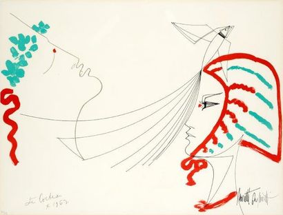 COCTEAU JEAN (1889-1963) ET MORETTI RAYMOND (1931-2005) 

Composition au visage et...