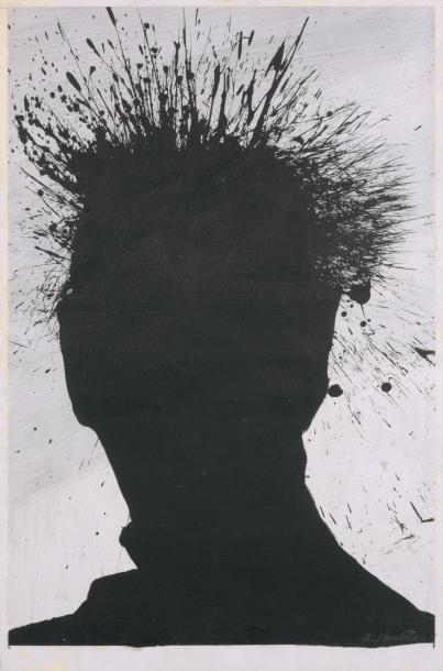 HAMBLETON Richard (1952-2017) Shadow Head

Acrylique et encre sur papier argenté,...