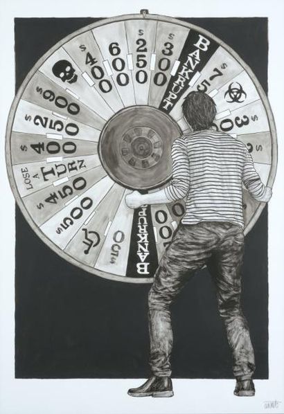 LEVALET (Français, né en 1988) Roue de la fortune, 2015

Lavis, encre sur papier,...