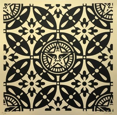 Shepard FAIREY (né en 1970) 
Japanase Pattern 2 -black, 2009
Sérigraphie sur papier...