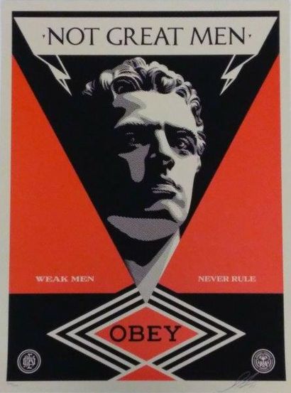 Shepard FAIREY (né en 1970) 
Not great men, 2013
Sérigraphie en couleurs sur papier,...