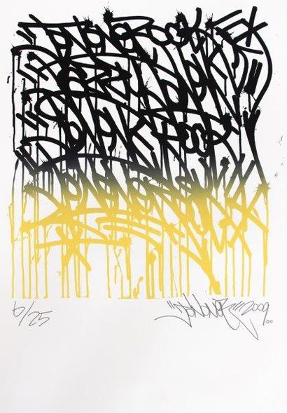 JONONE (AMERICAIN NE EN 1963) 
Urban calligraphy, version jaune, 2009
Sérigraphie...