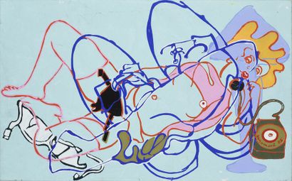 Gérard GUYOMARD (né en 1936) 

LE TELEPHONE, 1975

Acrylique sur toile signée et...