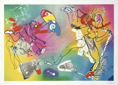 GUYOMARD GERARD (NÉ EN 1936) L'artiste, 1987
Sérigraphie en couleurs sur papier numéroté...