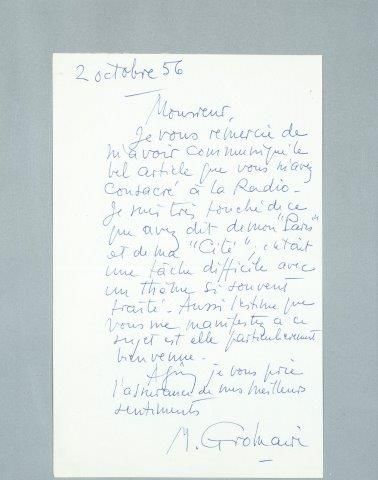 GROMAIRE Marcel (1892-1971) GROMAIRE Marcel (1892-1971)

Letter handwritten by Marcel...