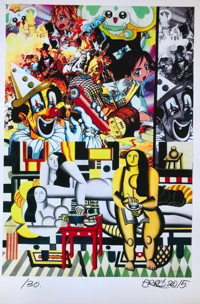 ERRO Gudmundur (né en 1932) Léger Mania, 2015

Estampe en couleurs sur papier datée,...