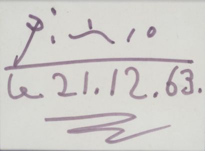 Pablo Picasso (1881-1973) Pablo PICASSO (1881-1973)

UNTITLED, 1963

Autograph signature...