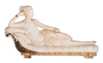 After Antonio Canova (1757-1822), Pauline Bonaparte as 'Venus Victrix', Carrara marble,... Gazette Drouot