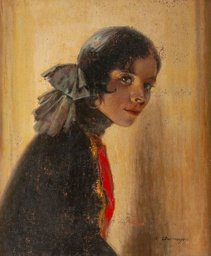 null Claus CLAUSMEYER (1887-1968)
Portrait de Madame H.
Huile sur isorel signé en...