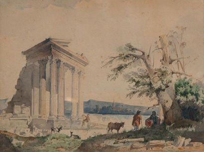 Jean-Louis DEMARNE (1752-1829) Bergers devant...