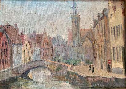 null Pierre VALADE (1909-1971)
Bruges
Huile sur toile signée en bas à droite et titrée...