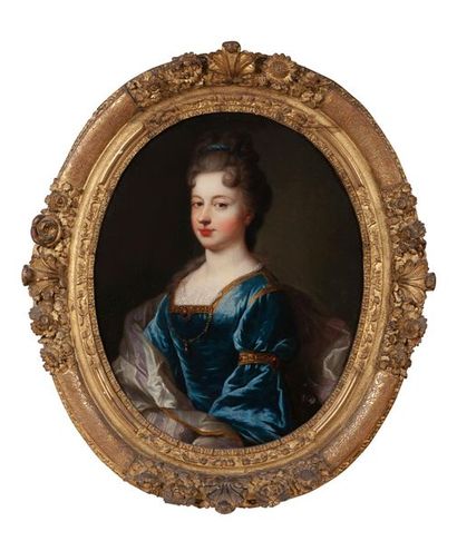 null François de Troy (Toulouse 1645-Paris 1730).
Portrait de femme.
Toile ovale.
70...