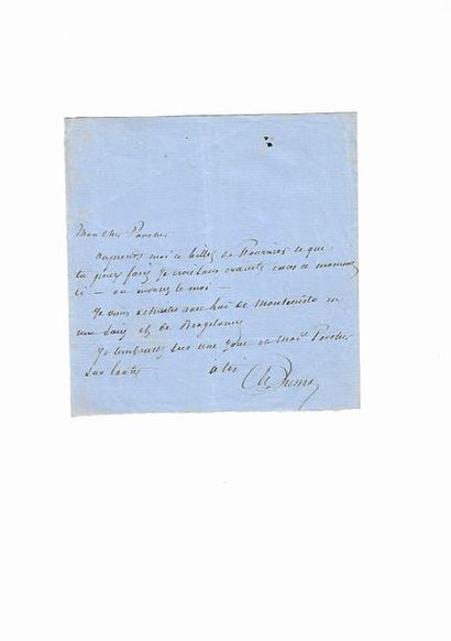 null Alexandre DUMAS (1802-1870), écrivain.
Lettre autographe signée adressée à son...