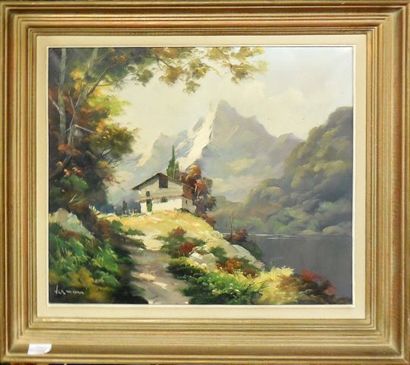 null Paysage de montagne
Huile sur toile signée en bas à gauche.
47 x 54 cm.
