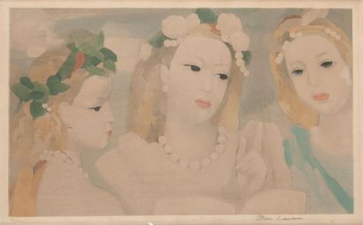 null Marie LAURENCIN (1883-1956)
Les trois jeunes filles couronnées.
Lithographie...