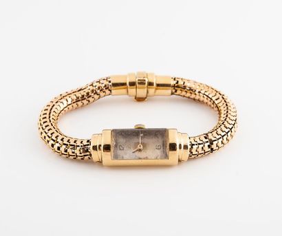 null Bracelet montre de dame en or 750°/°°, boitier rectangulaire, bracelet flexible,...