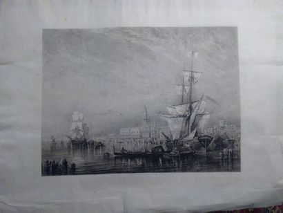 null Félix ZIEM (1821-1911) d’après, 
«Venise» 
Eau-forte, 
53 x 70 cm.